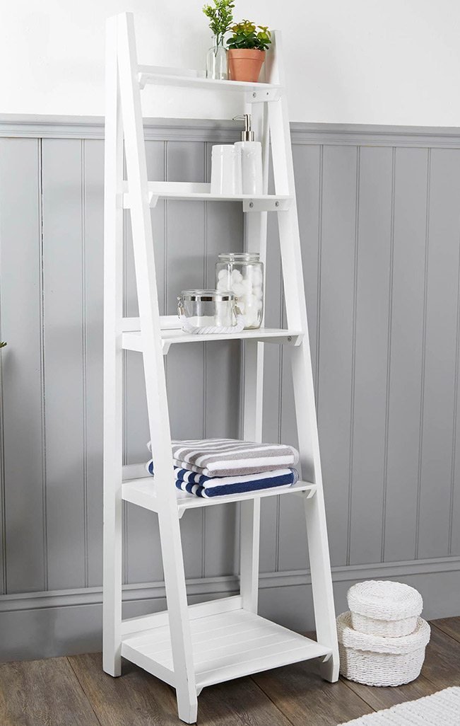 White Nautical Wooden Ladder with Shelves - £45 >