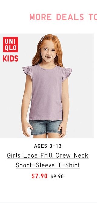 GITLS LACE FRILL CREW NECK SHORT-SLEEVE T-SHIRT $7.90