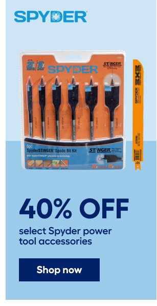 40% OFF select Spyder power tool accessories.