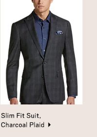 Slim Fit Suit, Charcoal Plaid