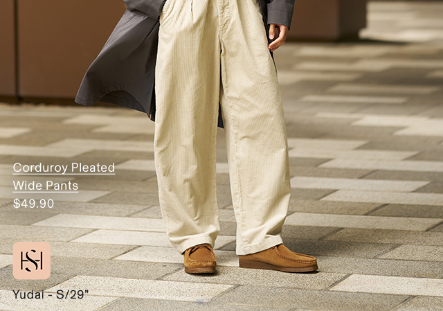 PDP11 - MEN CORDUROY PLEATED WIDE PANTS