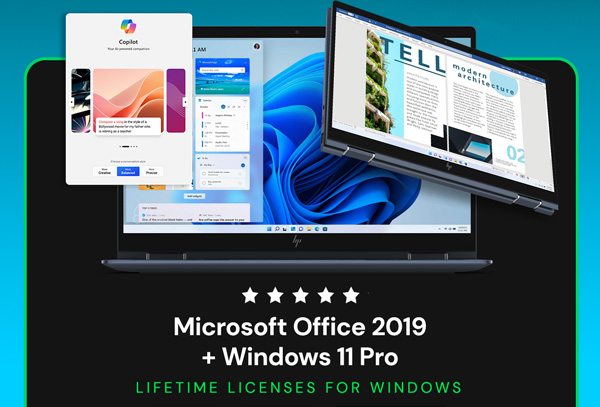 The All-in-One Microsoft Office Pro 2019 for Windows: Lifetime License + Windows 11 Pro Bundle