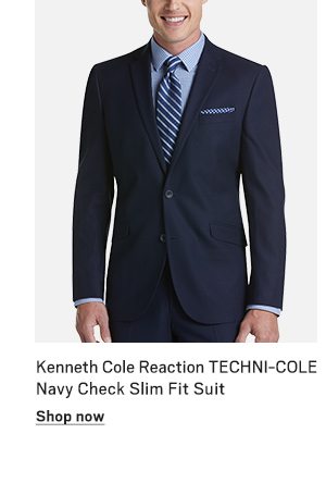 Kenneth Cole Reaction TECHNI-COLE Navy Check Slim Fit Suit - Shop now
