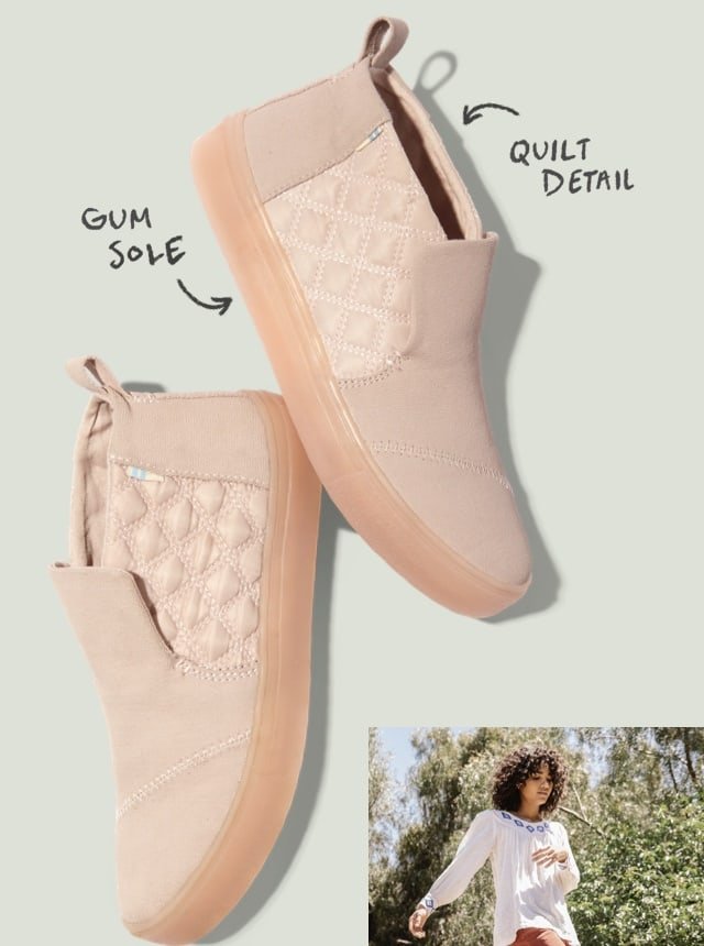 blush quilted slip ons