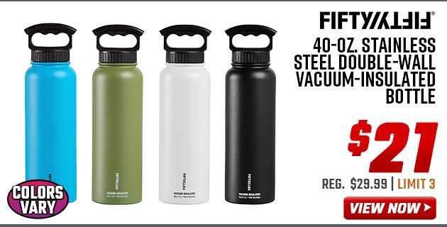 Fifty Fifty 40-oz. Stainless Steel Double-Wall Vacuum-Insulated Bottle