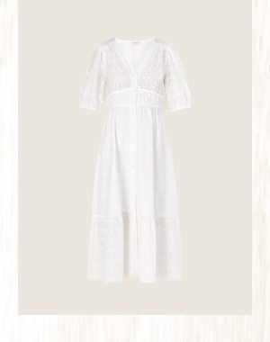 Dolly midi dress in sustainable cotton white