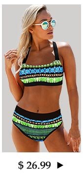 Tie Back Printed High Waist Bikini Set 
