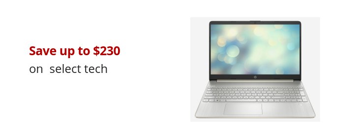 Save up to $250 on select tech