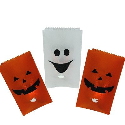 Northlight 3ct Flickering Pumpkin and Ghost Halloween Luminary Pathway Markers Black Wire - 9.5