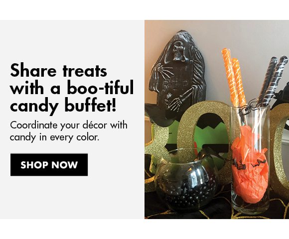 Share treats with a boo-tiful candy buffet! | Coordinate your décor with candy in every color. | Shop Now
