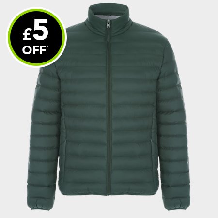 Mens Green Padded Funnel Neck Jacket