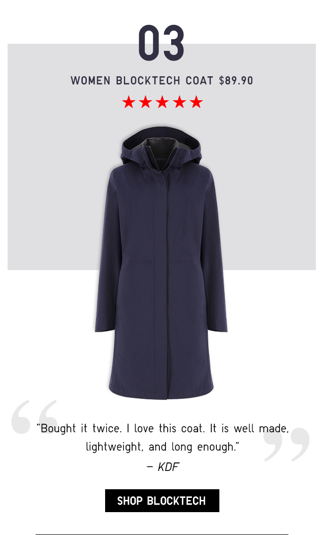 WOMEN BLOCKTECH COAT $89.90 - SHOP BLOCKTECH