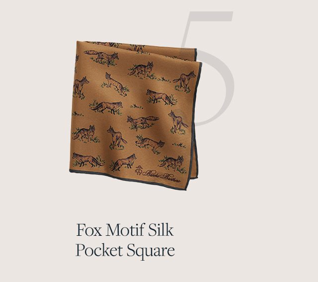 Fox Motif Silk Pocket Square