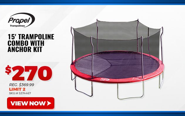 Propel 15' Trampoline Combo with Anchor Kit