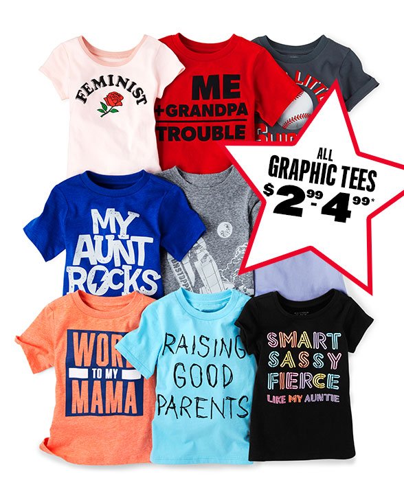 All Graphic Tees $2.99 to $4.99