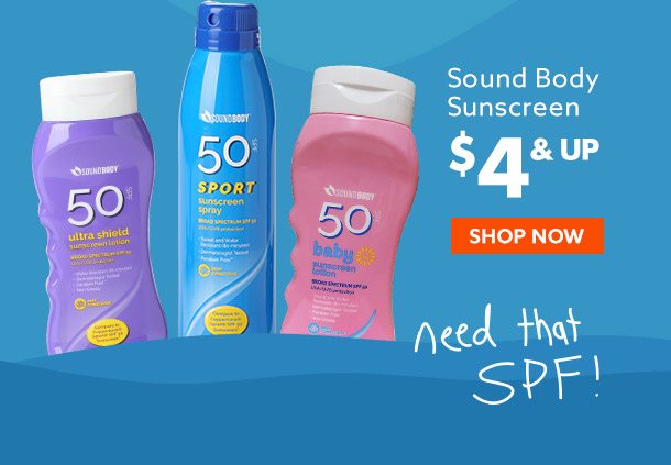 Sunscreen starting at $4