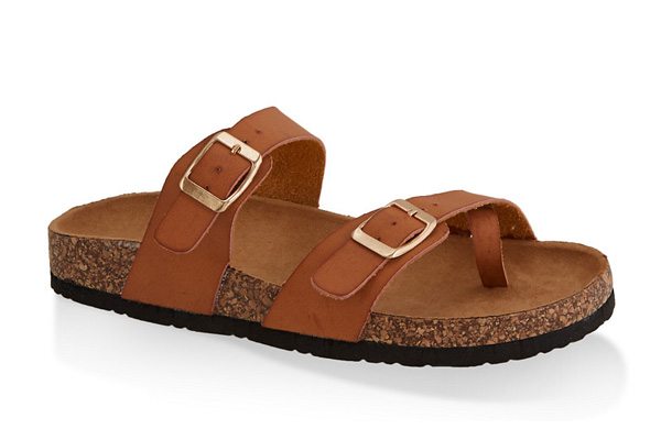 Toe Loop Flatbed Slide Sandals