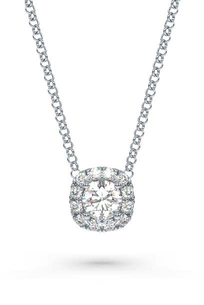 Essentials pendant, Diamond TCW 0.28 carat, Center Stone 0.20 carat, Sterling Silver, Rhodium plated