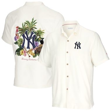 Men's Tommy Bahama White New York Yankees Go Big or Go Home Camp Button-Up Shirt