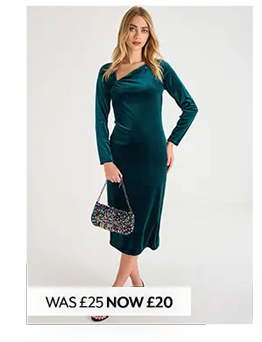 Womens Green Velvet Asymmetrical Dress