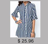 Half Sleeve Striped Navy Blue Blouse