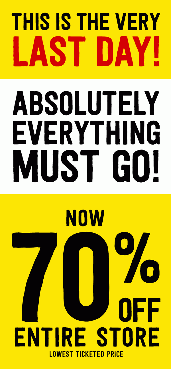 Now 70% Off Entire Store