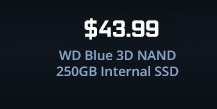 $43.99 WD Blue 3D NAND 250GB Internal SSD