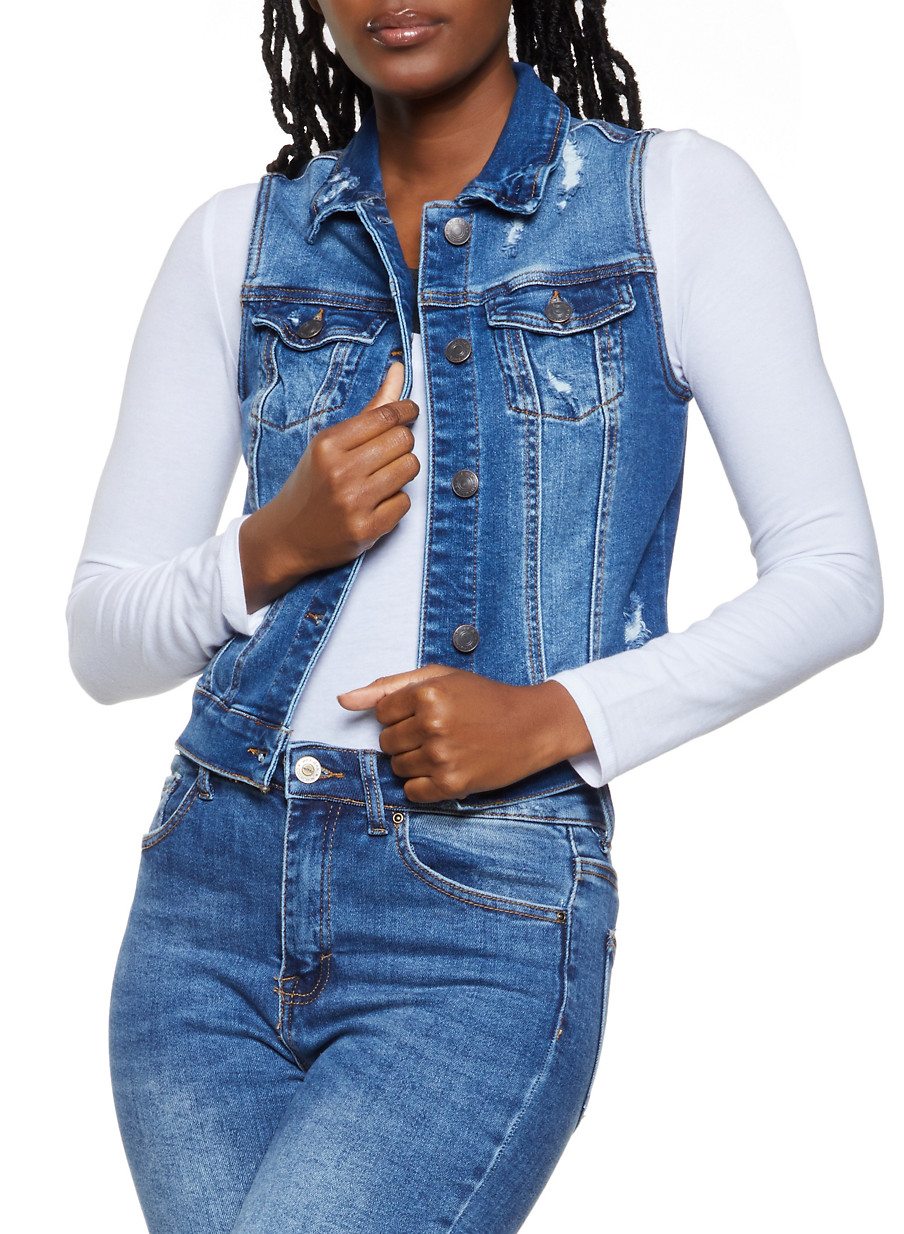 WAX Distressed Denim Vest