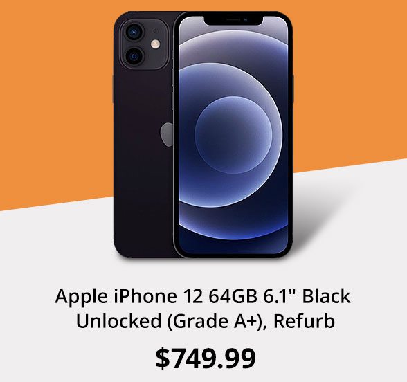 Apple iPhone 12 64GB 6.1" Black Unlocked (Grade A+), Refurb