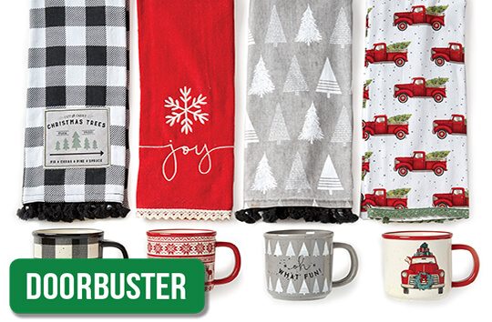 Maker's Holiday Camper Mugs and Towels.