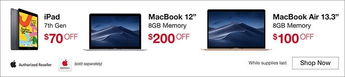 $70 - $200 OFF Select Apple Products. While Supplies Last. Shop Now