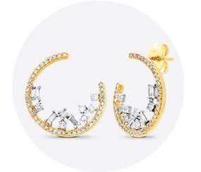 10K Yellow Gold Diamond Hoop Earrings