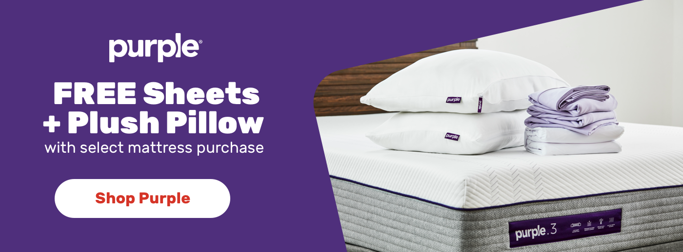 Purple FREE Sheets + Plush Pillow with select mattress purchase Shop Purple