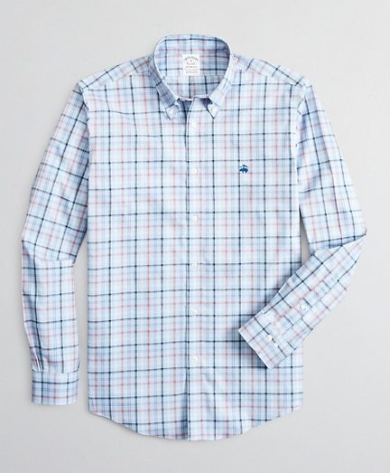 Stretch Regent Fitted Sport Shirt, Non-Iron Plaid