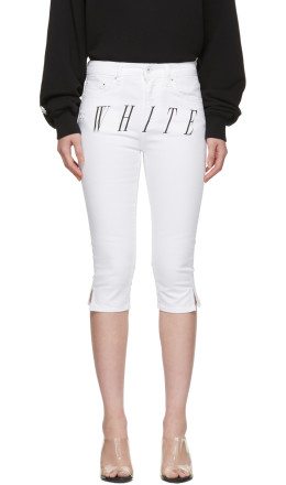 Off-White - White Denim Cropped Capri Shorts