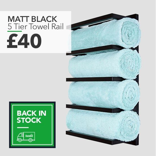 Matt Black 5 Tier Wall Towel Rack