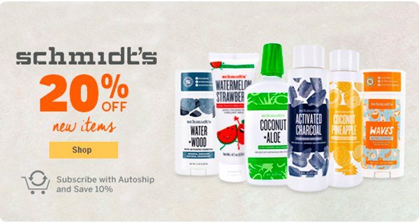 Schmidts Promotion: Up to 20% off new items! Plus save 10% when you subscribe to autoship. Shop Now!