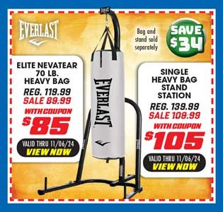 Everlast Elite Nevatear Heavy Bag 70 lbs. or Single Heavy Bag Stand Station