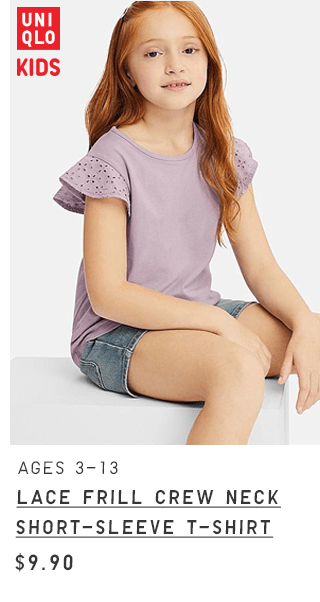 BODY11 - GIRLS LACE FRILL CREW NECK SHORT-SLEEVE T-SHIRT