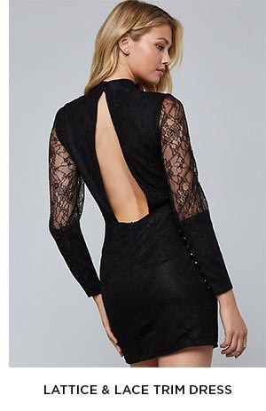 LATTICE & LACE TRIM DRESS