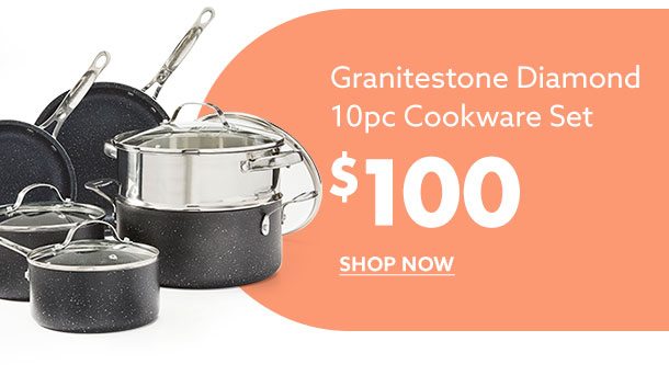 $100 Granitestone Diamond 10pc Cookware SEt