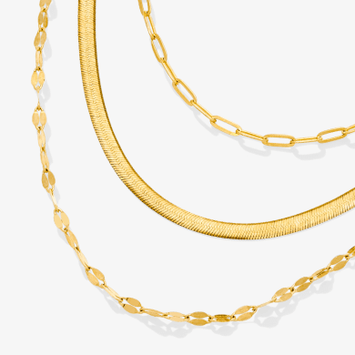 Solid Multi-Layer Necklace 10K Yellow Gold 17