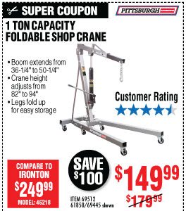 View 1 Ton Capacity Foldable Shop Crane