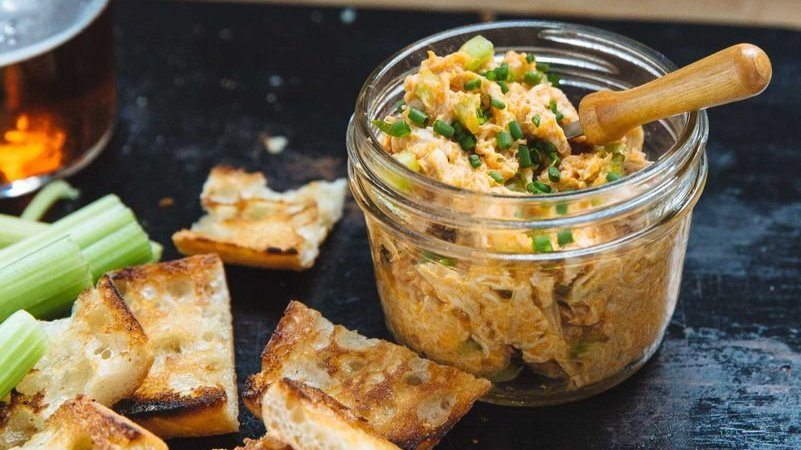 Buffalo Chicken Rillettes With Schmaltz Toasts