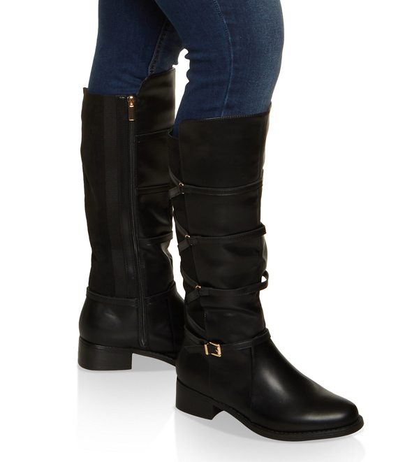 Strappy Wide Calf Boots