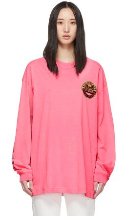 Vetements - Pink Surfer Logo Long Sleeve T-Shirt