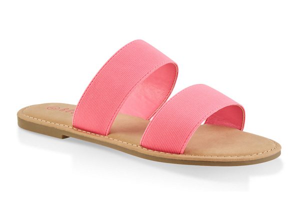 Elastic Two Band Slide Sandals