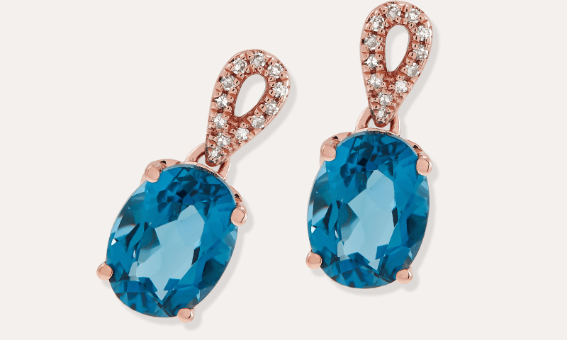 Topaz & Diamond Earrings 1/20 ct tw 10K Rose Gold