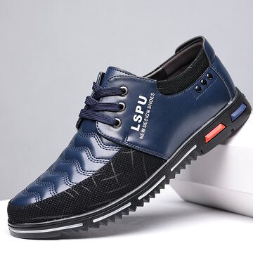 Men Leather Splicing Casual Business Shoes