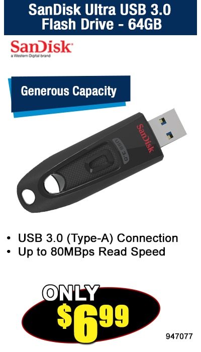 SanDisk Ultra USB 3.0 Flash Drive - 64GB